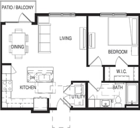 1 bed, 1 bath, 691 sqft, $1,349