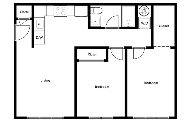 2 beds, 1 bath, 590 sqft, $1,549, Unit 17