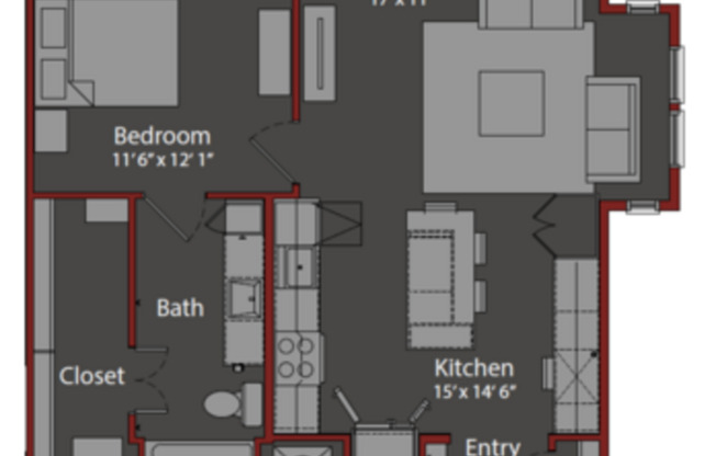 1 bed, 1 bath, 764 sqft, $1,302