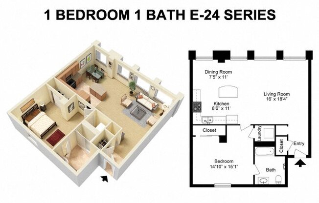 1 bed, 1 bath, 965 sqft, $1,516