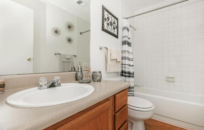 bathroom with wooden cabinets