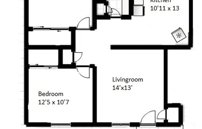 2 beds, 1 bath, 903 sqft, $1,150, Unit B-10