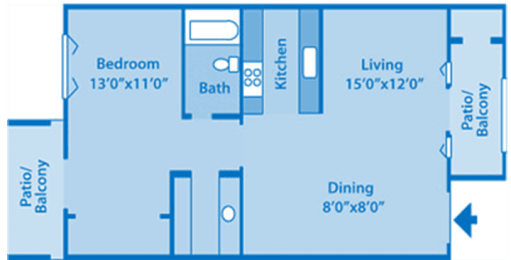 1 bed, 1 bath, 585 sqft, $757