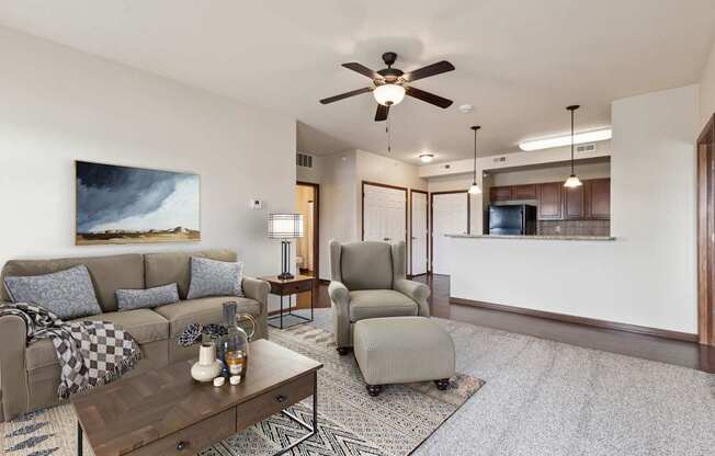 Spacious Living Area with Carpet