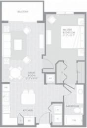 1 bed, 1 bath, 752 sqft, $2,312