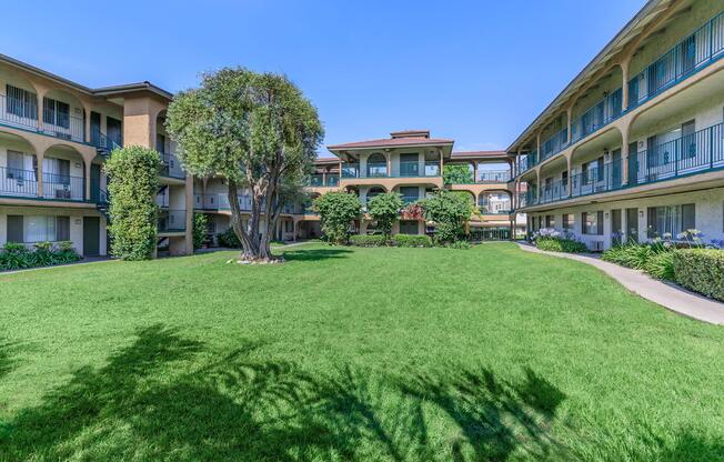 a large lawn in front of a building