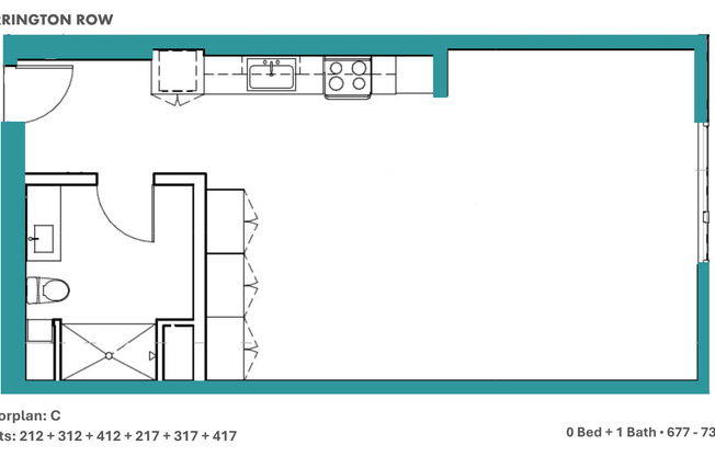 Studio, 1 bath, 677 sqft, $3,050, Unit 217