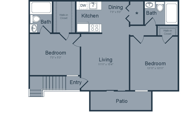 2 beds, 2 baths, 900 sqft, $1,083