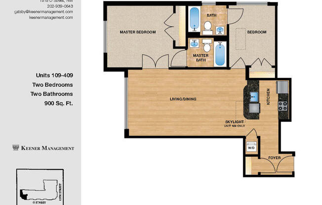 2 beds, 2 baths, 900 sqft, $3,900, Unit 109