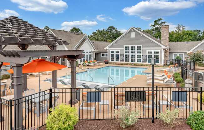 Pool Deck and Clubhouse at Avellan Springs Apartments, Morrisville
