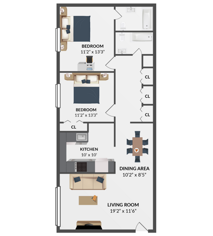 2 beds, 1 bath, 900 sqft, $1,695