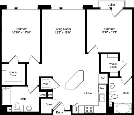 2 beds, 2 baths, 1,100 sqft, $3,741, Unit 4441