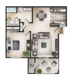 1 bed, 1 bath, 742 sqft, $1,640