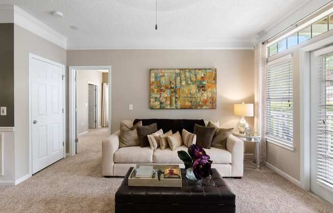 Model Living room Sugarloaf Crossing Apartments, Lawrenceville GA 30046