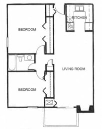 2 beds, 1 bath, 840 sqft, $830