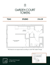 Studio, 1 bath, 516 sqft, $1,675