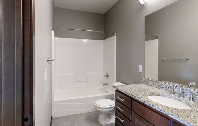 a bathroom with a combination shower and tub