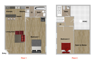 2 beds, 2 baths, 1,058 sqft, $1,249, Unit I