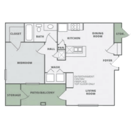 1 bed, 1 bath, 704 sqft, $1,255