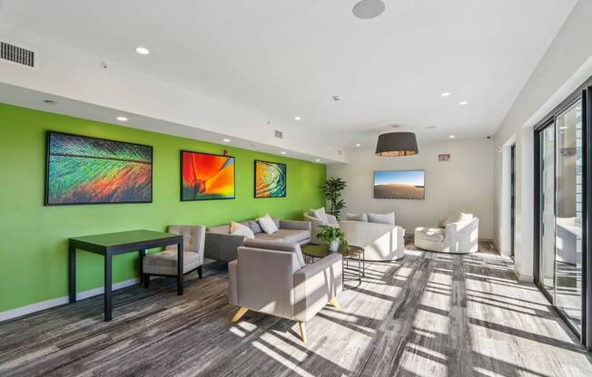 Modern community living room at Park77 Apartments, Massachusetts, 02138