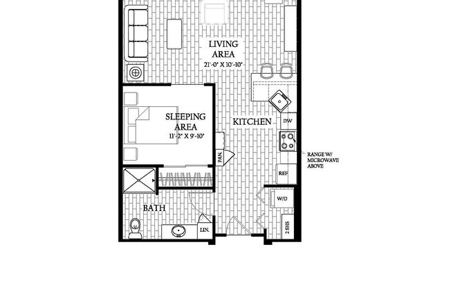Studio, 1 bath, 627 sqft, $1,424, Unit 54-1205