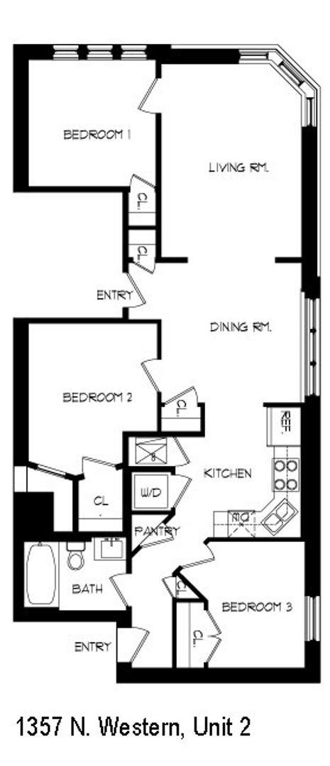 3 beds, 1 bath, 1,200 sqft, $2,195, Unit 1357-2