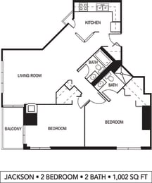 2 beds, 2 baths, 1,002 sqft, $1,956
