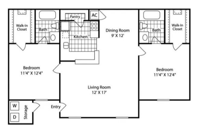 2 beds, 2 baths, 932 sqft, $1,173