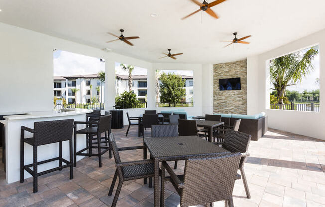 Channelside apartments in Fort Myers, Fl photo of outdoor, covered, social area