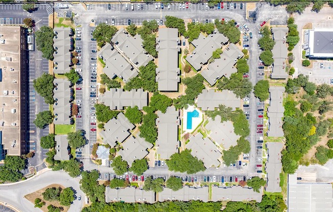 a map of a neighborhood with a parking lot in the middle