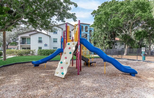 a person standing in front of a playground