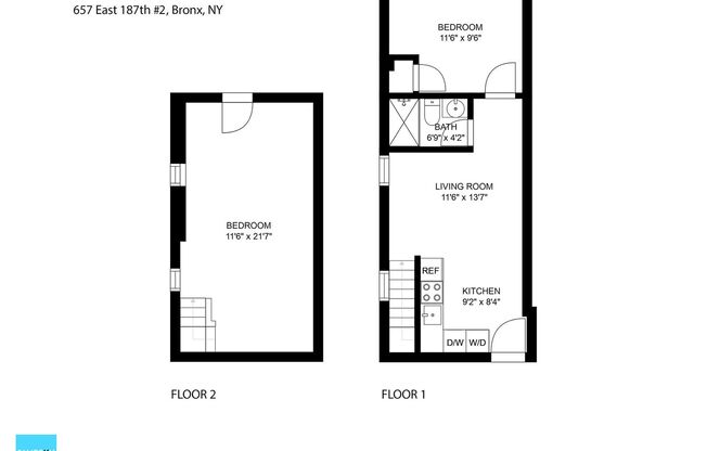 2 beds, 1 bath, 617 sqft, $3,400, Unit 2