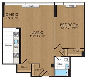 1 bed, 1 bath, 772 sqft, $2,659