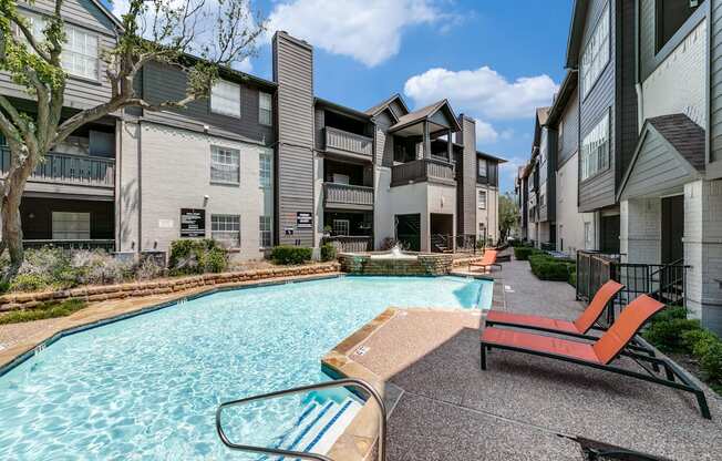 the preserve at ballantyne commons pool and apartment buildings