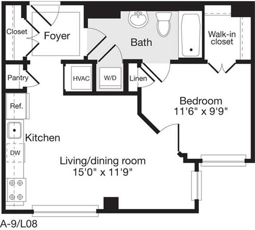 1 bed, 1 bath, 502 sqft, $2,393, Unit L08