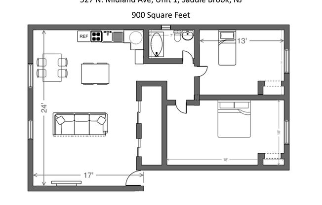 2 beds, 1 bath, 900 sqft, $2,350, Unit Unit 1