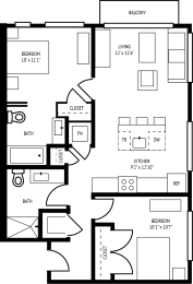 2 beds, 2 baths, 855 sqft, $1,890