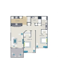 2 beds, 2 baths, 1,230 sqft, $2,466