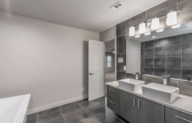 Bath with double sink