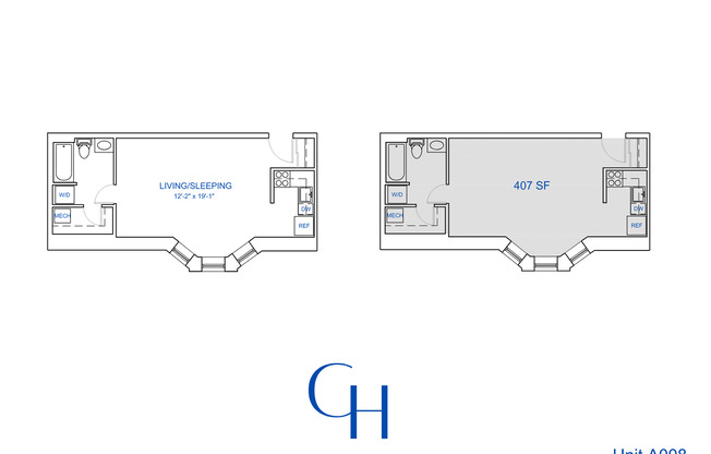 Studio, 1 bath, 407 sqft, $1,428, Unit A-008