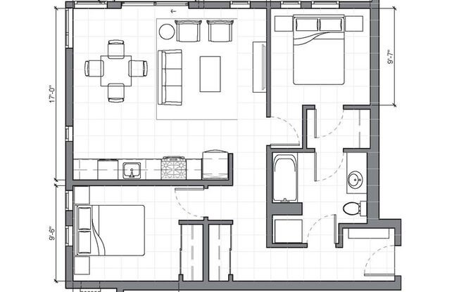 2 beds, 1 bath, 881 sqft, $3,225, Unit 516