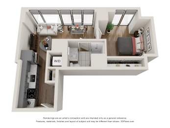 1 bed, 1 bath, 538 sqft, $1,852