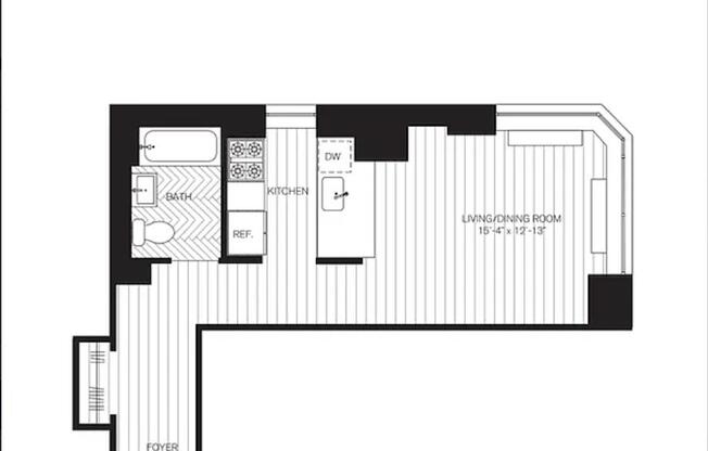 Studio, 1 bath, $3,800, Unit 22F