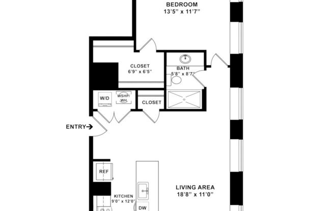 1 bed, 1 bath, 728 sqft, $1,780