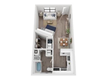 Studio, 1 bath, 550 sqft, $1,260