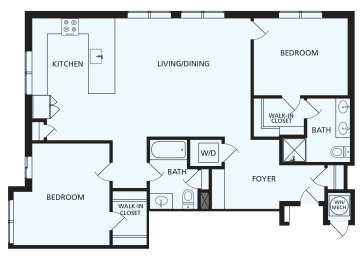 2 beds, 2 baths, 1,136 sqft, $2,300