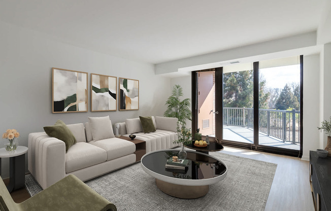 Living Room with Hard Surface Floor and Balcony