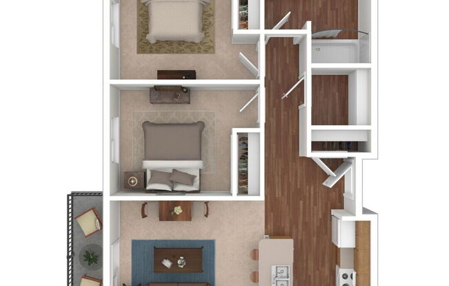 2 beds, 1 bath, 749 sqft, $1,281