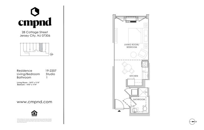 Studio, 1 bath, 350 sqft, $2,550, Unit 2207