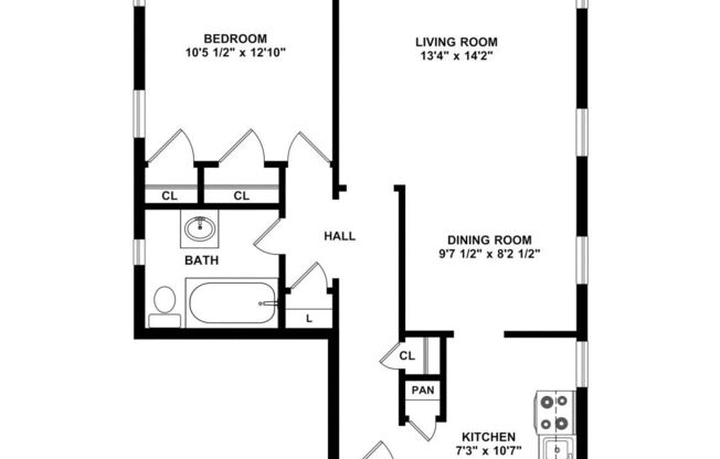 1 bed, 1 bath, 646 sqft, $1,030